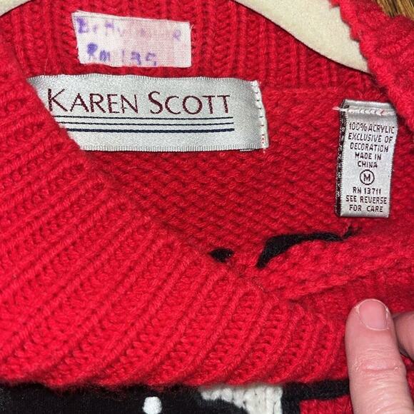 Karen Scott Vintage Sweater Size M Pullover Crewneck Red Scottie Dog - Picture 5 of 6